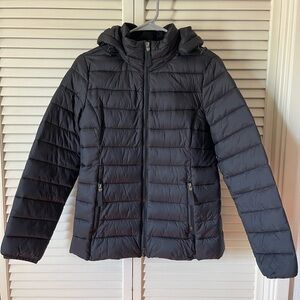 St. John's Bay Black Quilted Hooded Puffer Coat